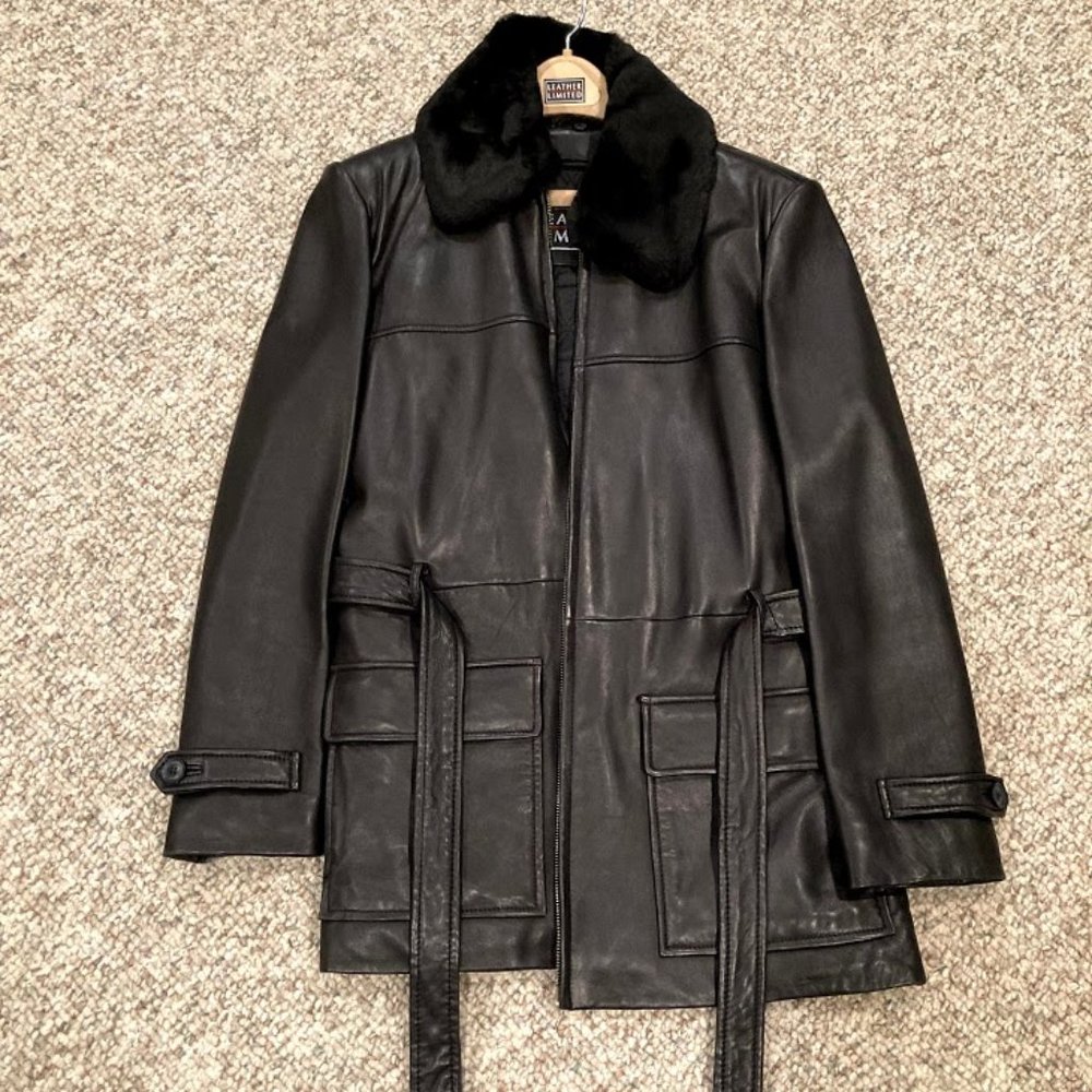 Leather Limited women's black leather coat- medium